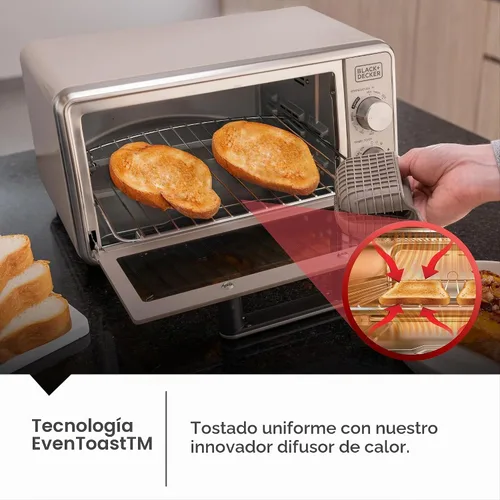 Vista 4 de BLACK+DECKER Crisp N Bake™ PRO - Horno tostador digital de 4 rebanadas, 5 funciones de cocción, horno de encimera de convección, se adapta a pizza