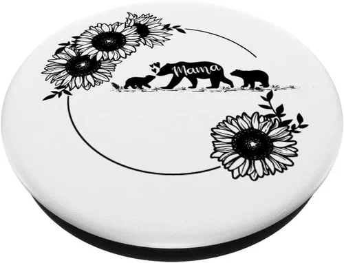 Vista 2 de Mama Bear 2 cachorros girasol negro blanco teléfono agarre para mamá PopSockets PopGrip: agarre intercambiable para teléfonos y tabletas