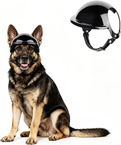 Vista 8 de Namsan - Casco para perro pequeño con orificios para las orejas, sombrero de gato de bricolaje, ajustable, negro