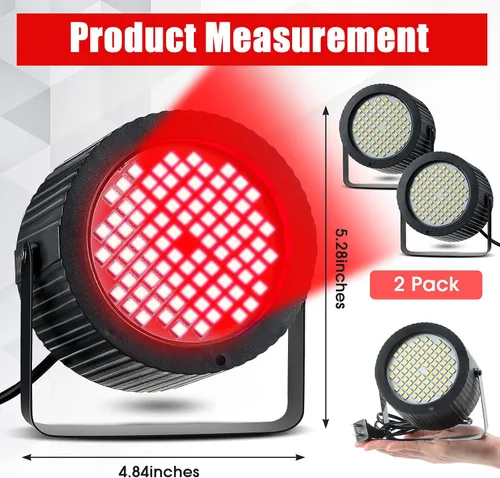 Vista 3 de Funtery 2 luces estroboscópicas brillantes de Halloween, 88 LED, iluminación intermitente para fiesta, sonido y modos de velocidad, luces