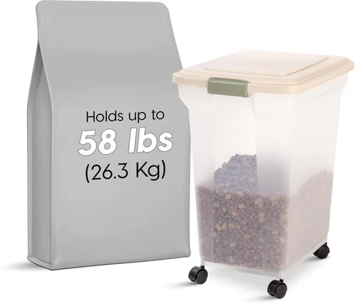 Vista 43 de Contenedor hermético para almacenamiento de alimentos Iris Premium, Bronceado, pequeño Wheels for Mobility, Airtight Seal, BPA-Free, Best for Bird