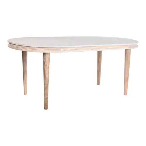 Vista 2 de Mesa de Comedor DKD Home Decor Blanco Dorado Latón Madera de mango 180 x 90 x 76 cm