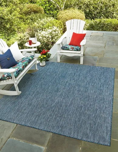 Vista 13 de Unique Loom Collection - Alfombra casual de transición sólida jaspeada para interiores y exteriores
