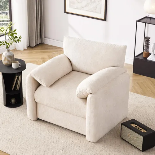 Vista 7 de Howjoe Sillón Extragrande de Chenilla, Sillas de Acento de 38.6 Pulgadas de Ancho para Sala de Estar y Dormitorio Silla de Descanso Moderna, Silla