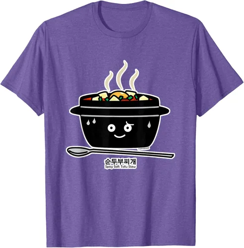 Vista 6 de Sopa coreana de guiso de tofu suave picante Sundubu jjigae huevo caliente, gris, S Negro