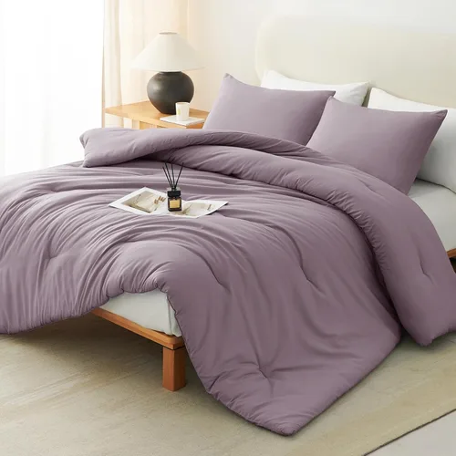 Vista 37 de CozyLux - Juego de edredón beige tamaño individual/individual XL, 2 piezas de juego de cama extra largo sólido transpirable acolchado, juego de cama