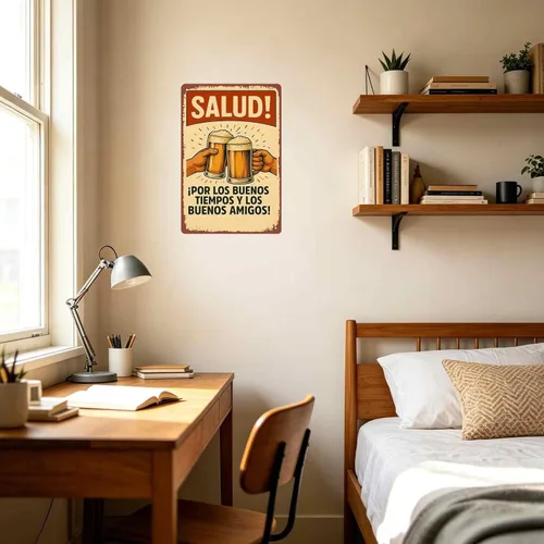 Vista 4 de Salud! ¡Por Los Buenos Tiempos Y Los Buenos Amigos! Vintage Metal Sign