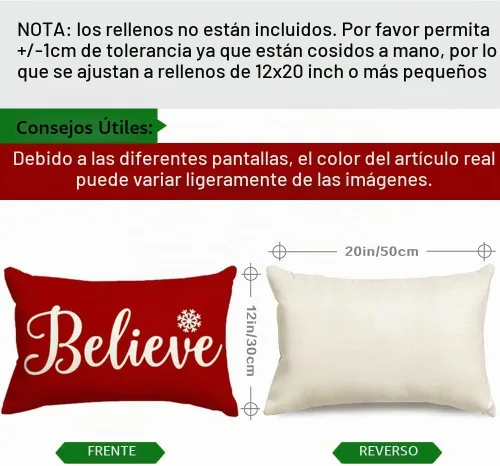 Vista 6 de RABUSOFA - Fundas de almohada navideñas de 12 x 20 pulgadas, decoración de invierno de Navidad roja