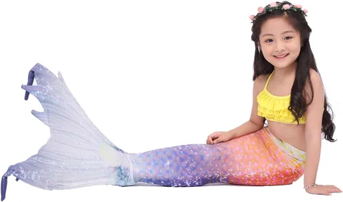 Vista 6 de Gesikai01 Juego de 6 piezas de traje de baño de sirena para natación, traje de sirena, traje de baño para niñas, regalo de cumpleaños de 3 a 12 años