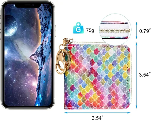 Vista 57 de GEEAD - Monedero pequeño con purpurina para mujer o niña, con anillo para llavero
