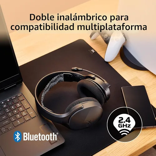 Vista 3 de HyperX Cloud Jet - Auriculares inalámbricos duales para juegos, dongle de 2.4 GHz, Bluetooth 5.3, PC, PS5, móvil, USB-A - Negro