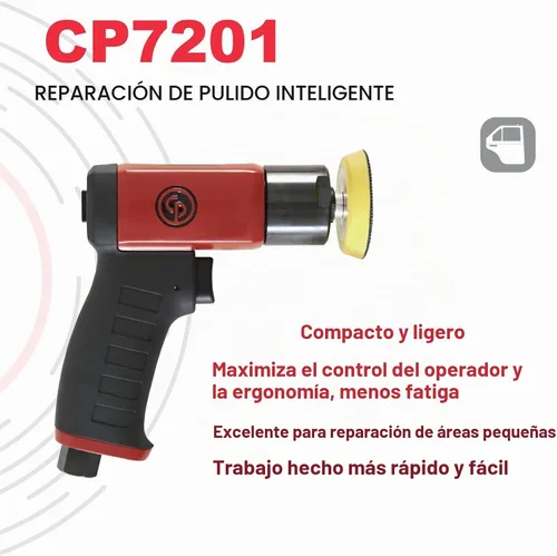 Vista 7 de Chicago Pneumatic CP7201P - Kit - Pulidora de aire de 3 pulgadas (2.953 in), mango de pistola, gancho y bucle - 2500 RPM