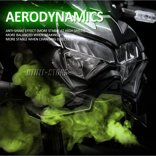 Vista 5 de Accesorios de motocicleta Z900 2022 - 2020, rojo, negro, verde, alerón delantero desnudo, alerón aerodinámico para Kawasaki Z900 (negro)