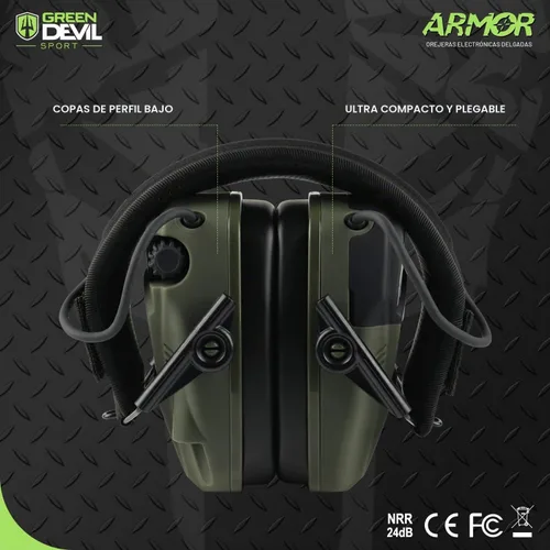 Vista 5 de GREEN DEVIL Disparo Protección auditiva Reducción de ruido electrónico Protección auditiva Orejeras Auriculares para pistola de caza Verde militar