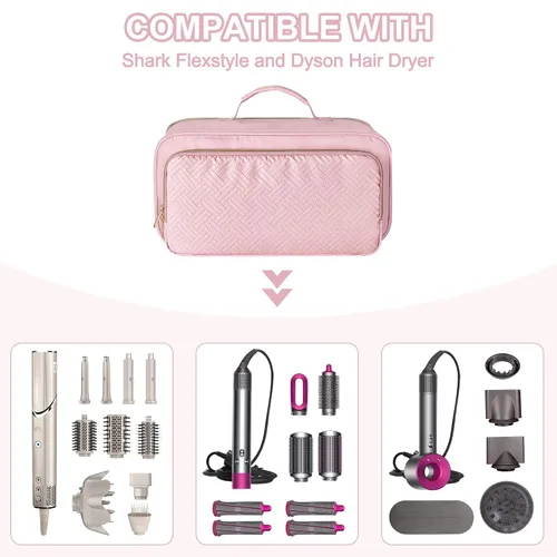 Vista 8 de Fasrom Bolsa de viaje para herramientas capilares compatible con Shark Rosa