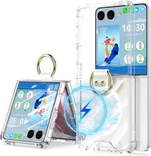 Vista 7 de Diseñada para Samsung Galaxy Z Flip 4 funda transparente con anillo, anticaídas a prueba de golpes, funda protectora compatible con Galaxy Z Flip 4