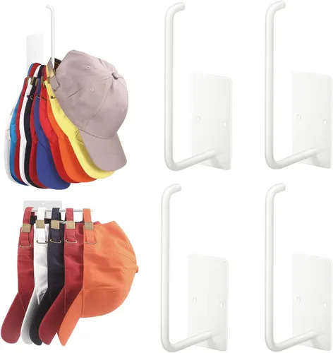 Vista 8 de Percheros para gorras de béisbol, paquete de 2 ganchos adhesivos de acero inoxidable para colgar sombreros para pared, organizador de ganchos