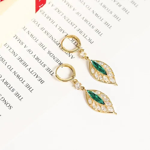 Vista 3 de EXTREE Aretes de diamantes de imitación para el día de San Valentín para mujer, aretes de diseño plateado y oro rubí