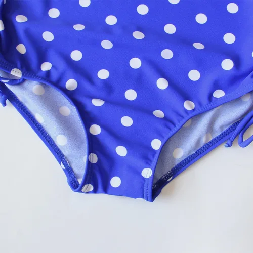 Vista 6 de Traje de baño a lunares, traje de baño de una pieza ajustable para niñas de 4 a 16 años (FBA)