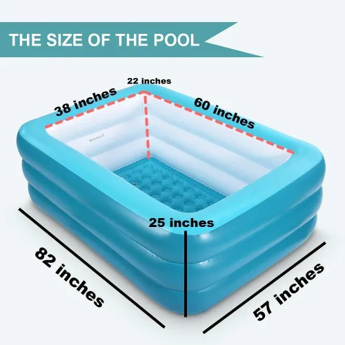 Vista 5 de Piscinas inflables, piscinas infantiles, piscina inflable familiar con suelo suave, piscina duradera de 82 y 59 pulgadas, diversión acuática