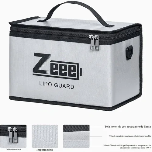 Vista 4 de Zeee Lipo Safe Bag Batería ignífuga - 10 celdas ajustables (10.6 x 6.7 x 6.7 pulgadas)