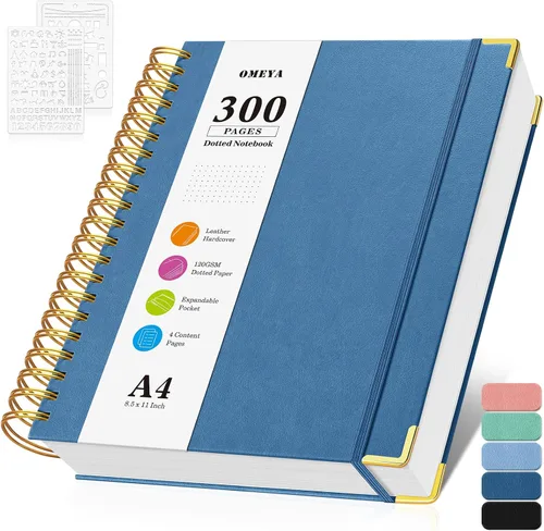 Vista 13 de Cuaderno de viñetas con espiral, diario de 300 páginas de cuero con contenido, cuadernos de 120 g/m² de papel grueso que no deja pasar la tinta