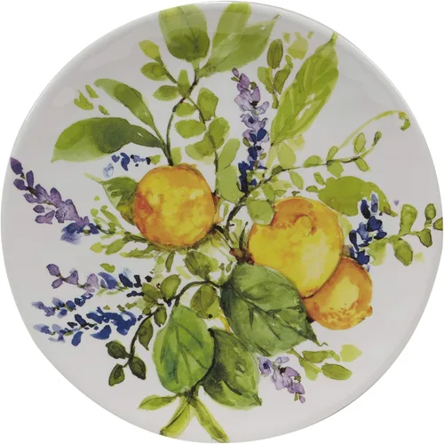 Vista 6 de Lemon Zest - Juego de vajilla de melamina de 12 piezas, servicio para 4 – Platos y cuencos irrompibles al aire libre para cenar en el patio