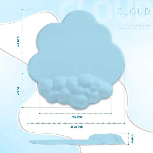 Vista 8 de MANBASNAKE Cloud - Juego de reposamuñecas para teclado con espuma viscoelástica ergonómica, base antideslizante, posavasos para el hogar, oficina