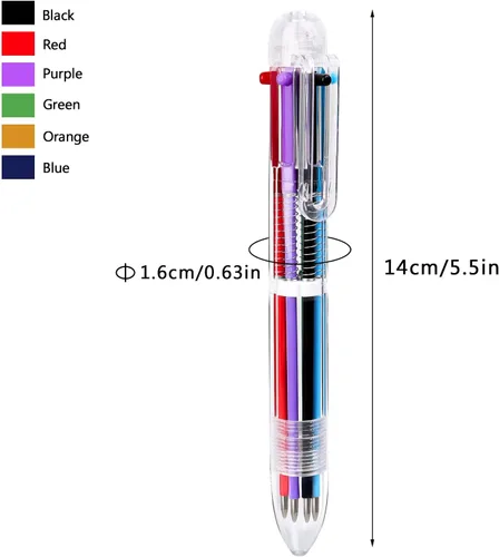 Vista 2 de Enyeopd Paquete de 6 bolígrafos multicolor en uno, bolígrafos divertidos para fiestas, bolígrafos retráctiles de colores para suministros de oficina