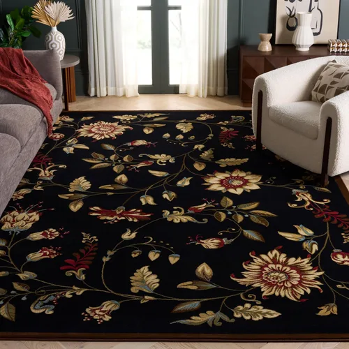 Vista 27 de SAFAVIEH - Alfombra de acento de la colección Lyndhurst, 3'3" x 5'3", color negro y multi, diseño floral tradicional, no desprende pelusa y de fácil