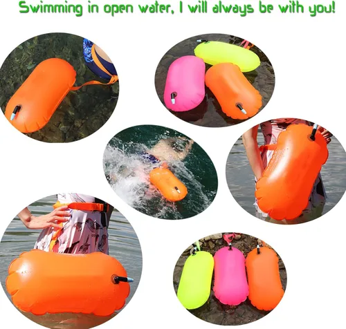 Vista 2 de Boya de natación para aguas abiertas, burbujas de natación para entrenamiento de natación seguro, triatletas, kayakistas y esnórquelers, flotador