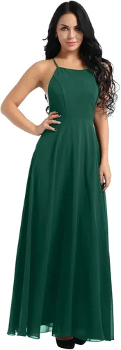 Vista 2 de YiZYiF - Vestido de fiesta de gasa para mujer, sin espalda