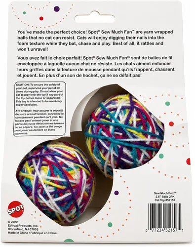Vista 4 de SPOT Sew Much Fun - Bolas de hilo para gatos, 2.5 pulgadas, paquete de 2