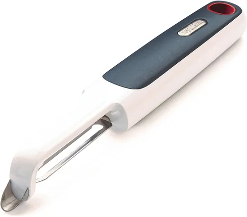 Vista 21 de Zyliss Julienne Y Peeler - Hoja de acero inoxidable ultra afilada para zanahorias, calabacines y papas, agarre ergonómico de paja de trigo, cortador