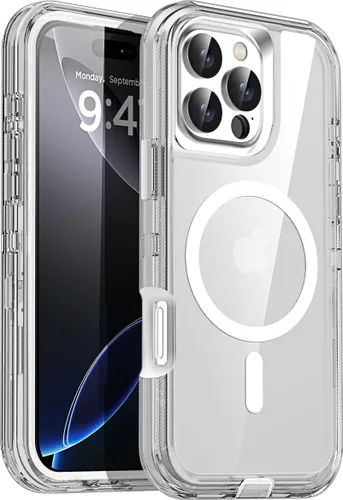 Vista 36 de AICase Funda transparente para iPhone 16e/13/iPhone 14, compatible con MagSafe 3 en 1, resistente protección contra caídas, cuerpo completo, a