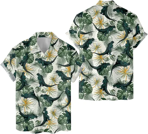 Vista 2 de Family Gifts Kingdom Camisas hawaianas de hongos para hombre, camisa de hongos, camisas de hongos para hombres, con botones a rayas de hongos