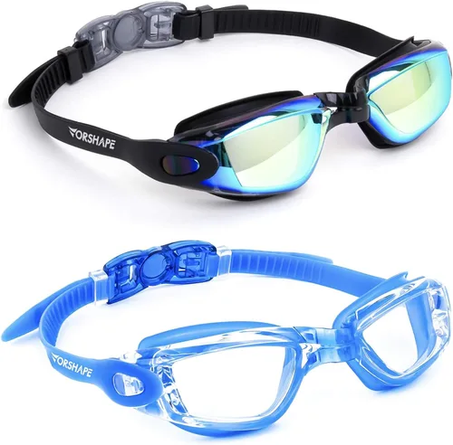 Vista 30 de Gafas de natación: paquete de 2 gafas de natación antivaho, sin fugas, protección UV, para adultos, hombres, mujeres, jóvenes