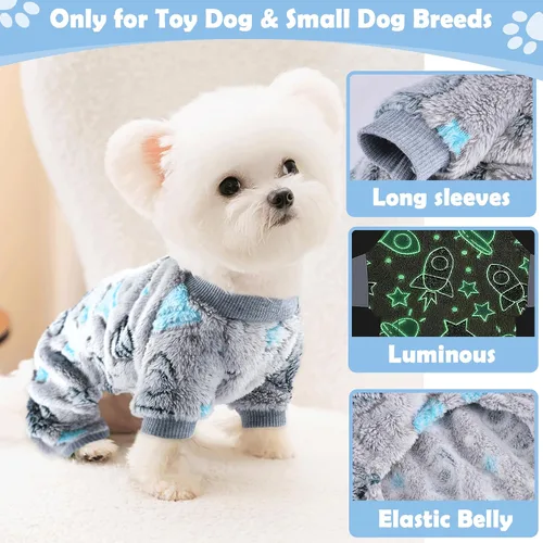 Vista 4 de Pijama de forro polar para perro macho, pijamas de otoño e invierno, ropa linda para cachorros extra pequeños, jumpsuit de suéter para perro de 4