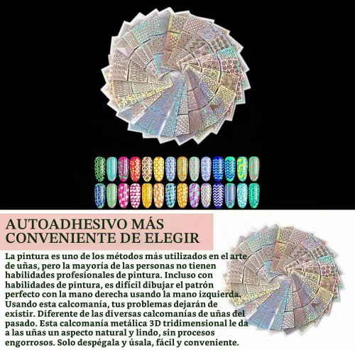 Vista 6 de Juego de 24 láminas de vinilos para uñas, calcomanías de uñas, herramienta de decoración de calcomanías de manicura con diseño de hojas