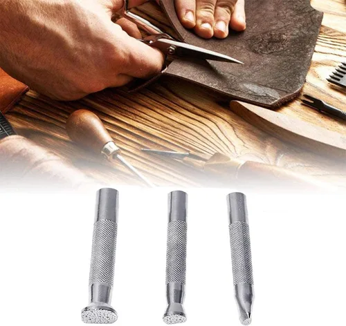 Vista 4 de Paquete de 3 sellos de cuero herramienta de estampado de cuero para trabajo de cuero, herramientas de artesanía de cuero, kit de estampado de fondo