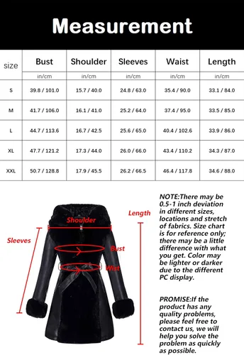 Vista 6 de Bellivera Abrigo de piel sintética con forro polar para mujer, parka con cremallera y cinturón