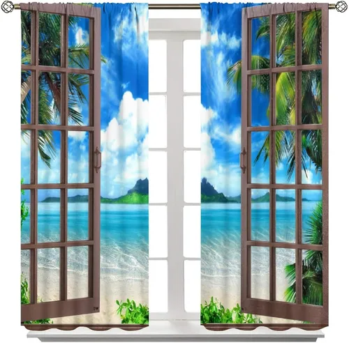 Vista 287 de Cortinas de paisaje, ventana 3D, primavera, bosque, vida silvestre, paisajes de naturaleza, dormitorio, sala de estar, cortinas térmicas opacas de 2