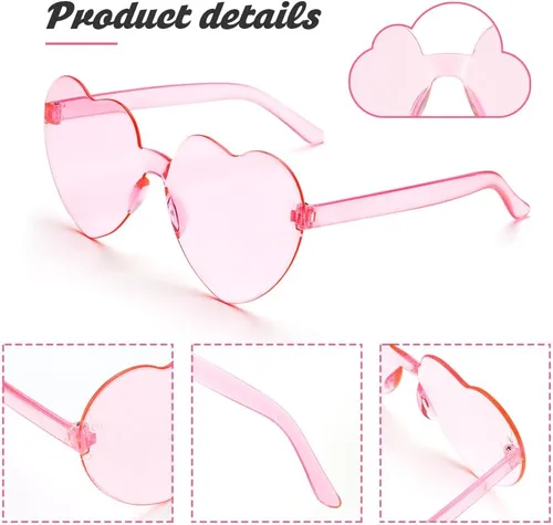 Vista 3 de Lentes de sol con forma de corazón para mujer, 2 pares de lentes de sol para mujer, regalos de despedida de soltera