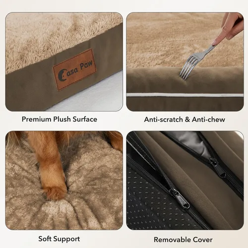 Vista 7 de Cama ortopédica para perros extragrandes, cama de espuma XL con forma de caja de huevos impermeable con lados 45x35 pulgadas, cama de sofá