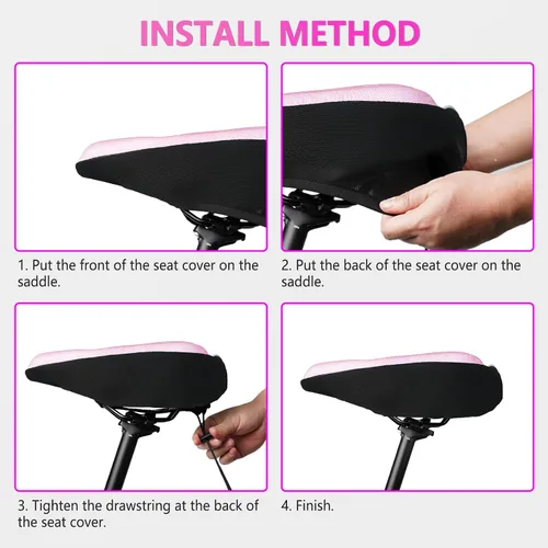 Vista 7 de YLG Cojín de asiento de bicicleta para niñas, funda de asiento de bicicleta acolchada de gel para niños, transpirable y extra suave, espuma