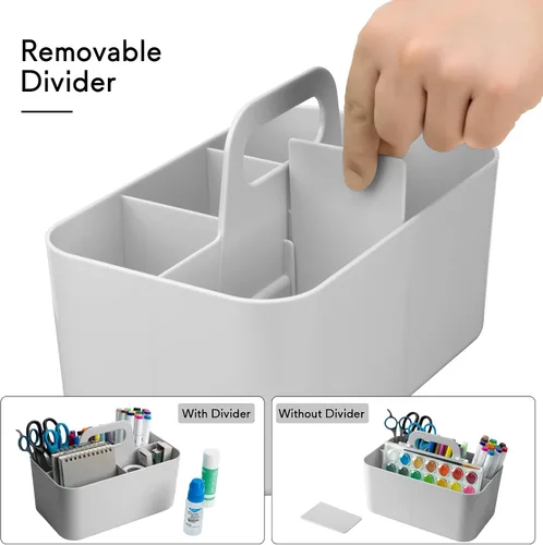 Vista 4 de Tiawudi Paquete de 2 Organizadores Caddy con Asa, Caddy de Plástico Portátil, Organización de Almacenamiento para Limpieza, Baño, Maquillaje, Arte