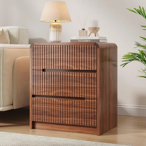 Vista 25 de Cómoda de madera negra para dormitorio, 5 cajones para almacenamiento de ropa, cómoda moderna con cajones anchos, cómoda de madera amplia para sala