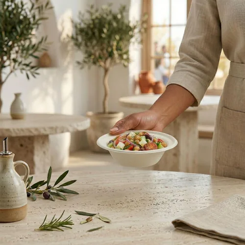 Vista 5 de Restaurantware Pulp Tek - Tazones de arroz desechables de 11.5 onzas, 100 cuencos de caña de azúcar aptos para microondas y de alta calidad