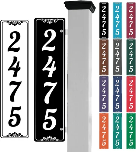 Vista 21 de Placa de dirección de metal personalizada, señales de números para placa de pared de casa, señal de dirección con nombre de calle, números de casa