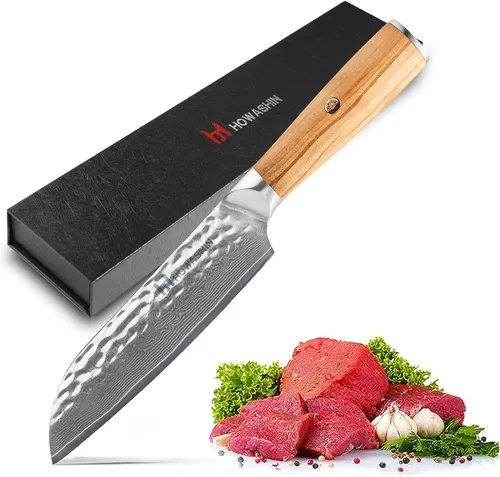Vista 10 de Cuchillo de chef japonés de 8 pulgadas, cuchillo de chef profesional afilado, cuchillo de cocina de acero inoxidable Damasco VG-10 con mango